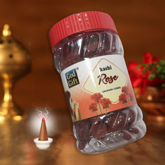 God Gift Rose Dhoop Cones 130g – Jar Pack