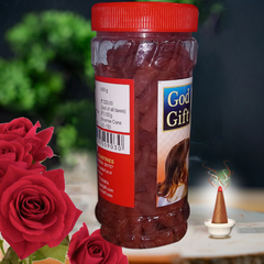 God Gift Rose Dhoop Cones 400g – Jar Pack