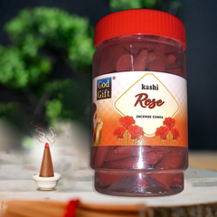 God Gift Rose Dhoop Cones 130g – Jar Pack