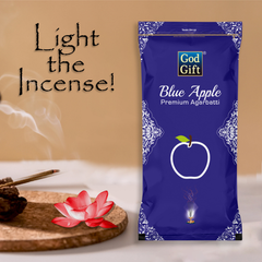 Premium Zipper Pouch Agarbatti - Blue Apple